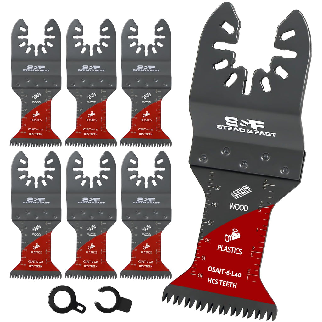 S&F STEAD & FAST 6 PCS Oscillating Saw Blades, Japanese Teeth, Curved Edge Oscillating Tool Blades for Wood, Plastic, Universal Multitool Blades Kits for Quick Release
