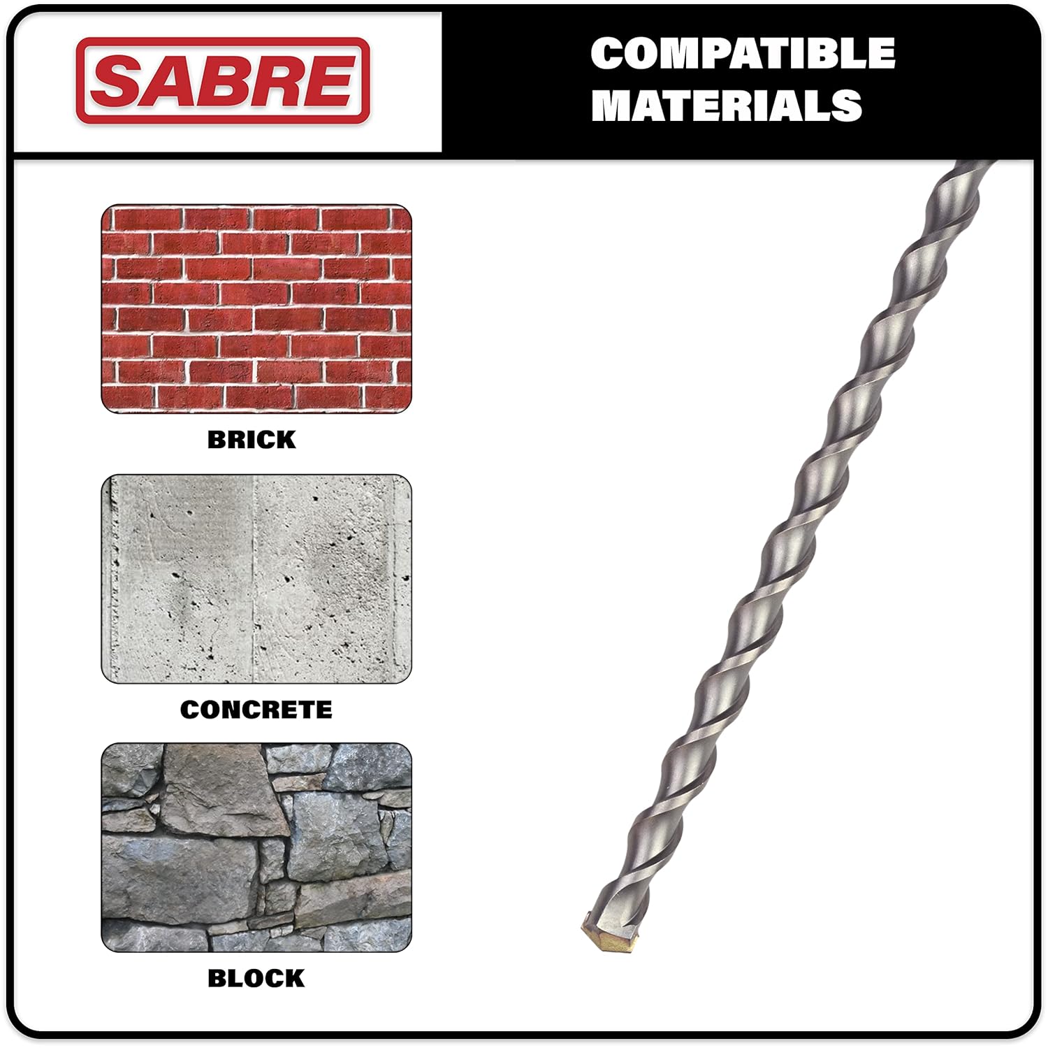 3/4 Inch x 39 Inch SDS Plus Rotary Hammer Drill Bit, Carbide Tipped for Brick, Stone, Concrete (3/4" x 37" x 39")