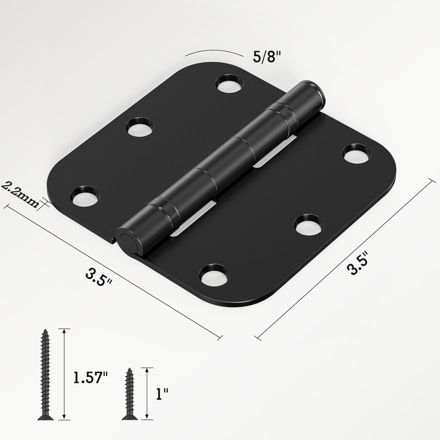 36 Pack Ball Bearing Matte Black Door Hinges 3.5 Inch 5/8" Radius Round Anti Squeak Interior 3-1/2"Flat Bifold Standard Bedroom Indoor for Doors 3 ½" House Home Hardware Decor Accessories Must Have