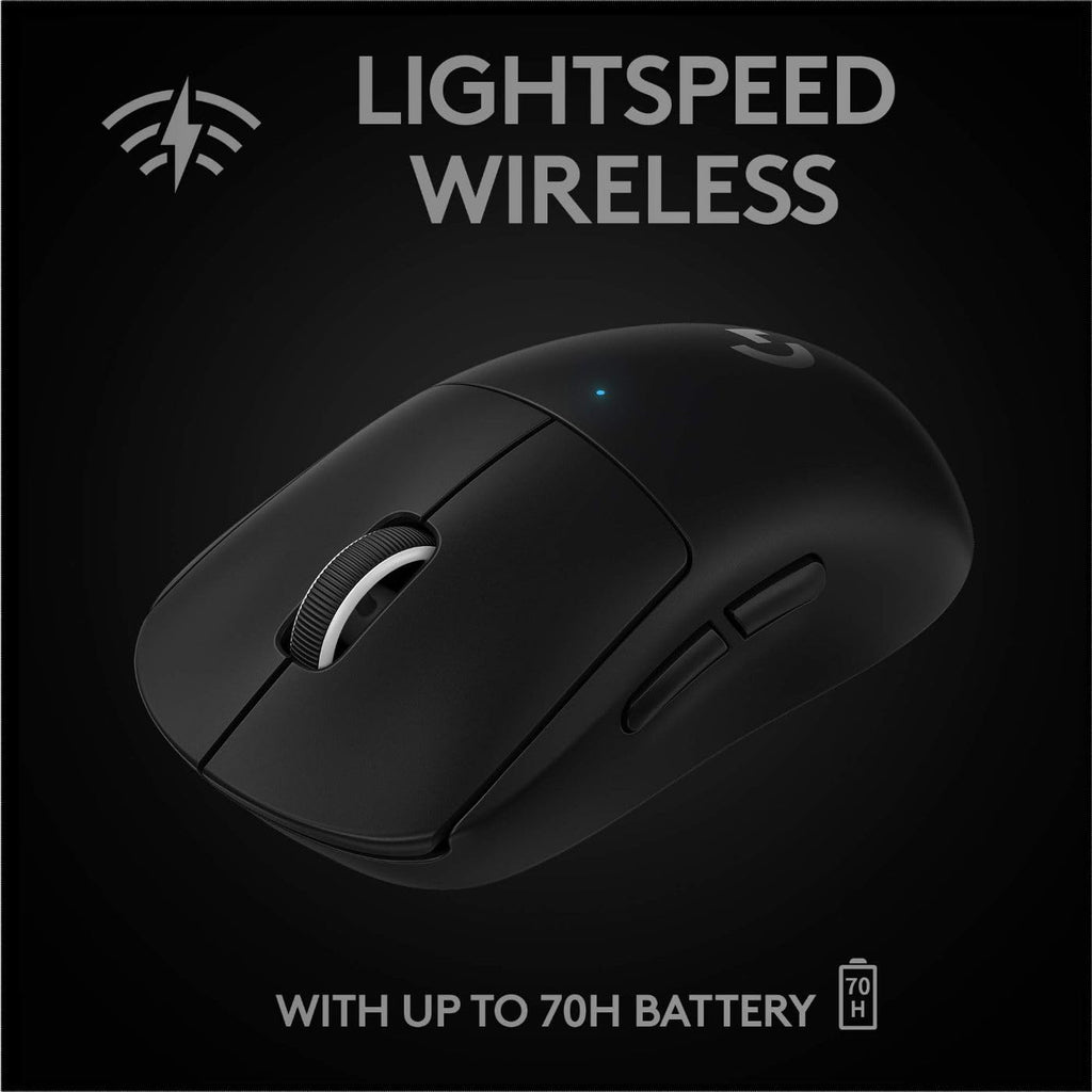 Logitech G PRO X Superlight Wireless Gaming Mouse, Ultra-Lightweight, Hero 25K Sensor, 25,600 DPI, 5 Programmable Buttons, Long Battery Life, Compatible with PC/Mac - Black