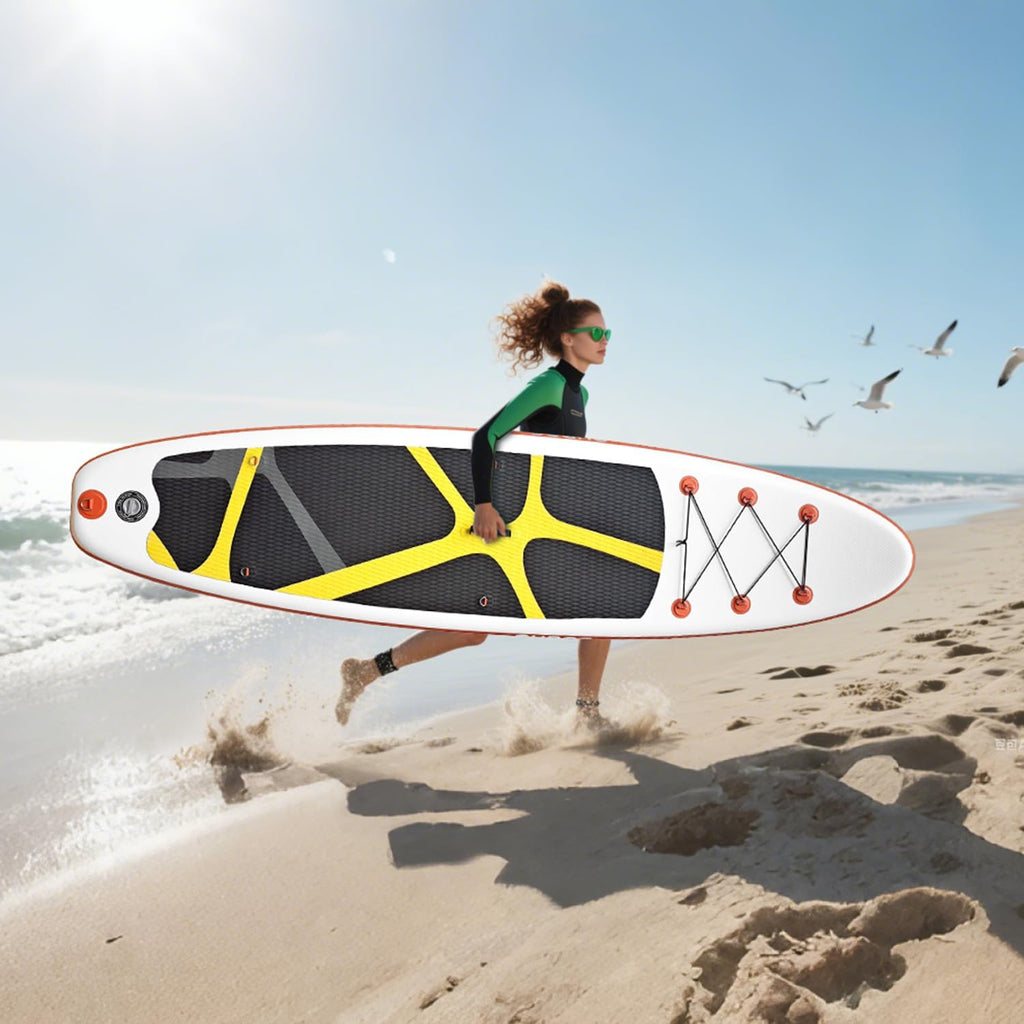 Inflatable Stand Up Paddle Board 10'x30'', Ultra-Light SUP Board with Backpack, Pump, Paddle, Coil Leash, 3 Fins, Repair Kit, Stable SUP with Non-Slip EVA Deck for Adults & Youth