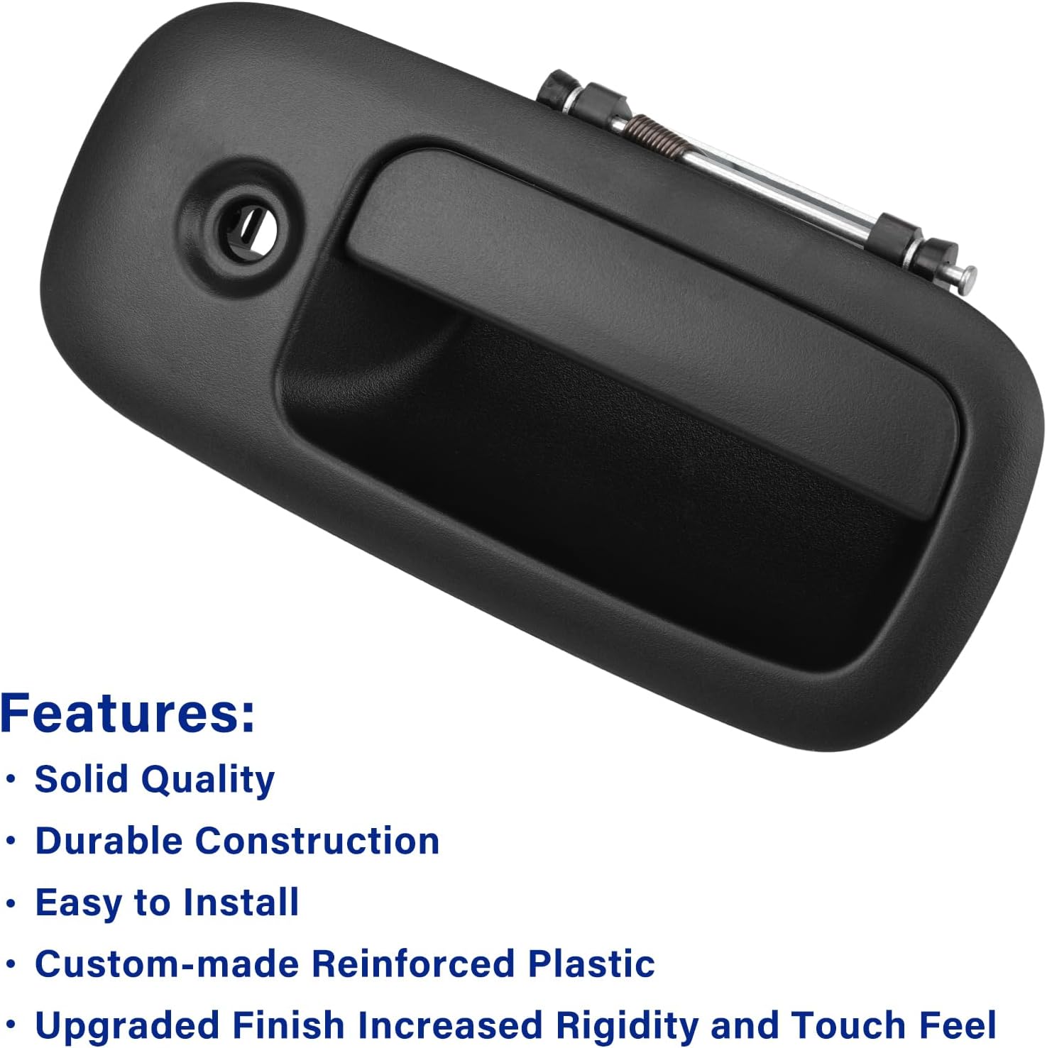 Exterior Door Handle Front Right Passenger Side for 1996-2009 Chevy Express GMC Savana 1500 2500 3500 4500 Van, Replces 79321, Black w/Key Hole