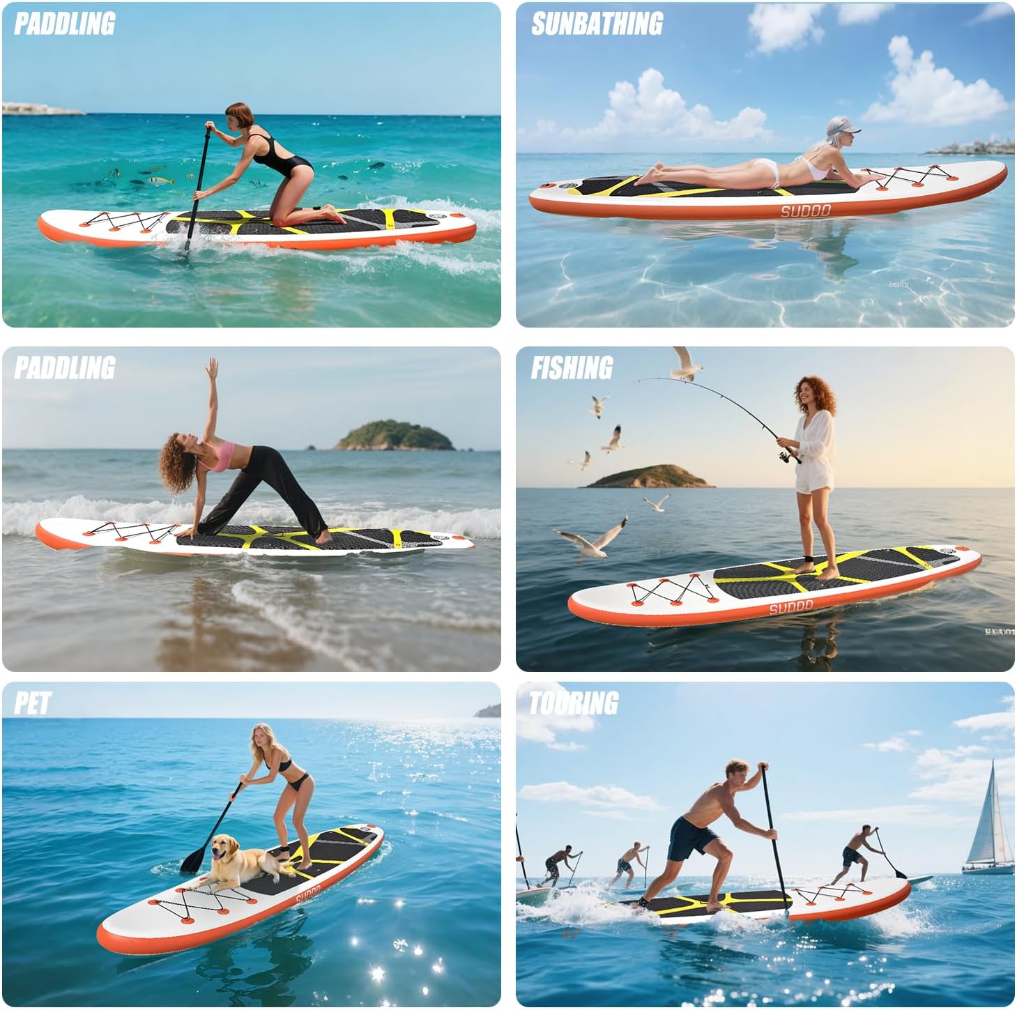 Inflatable Stand Up Paddle Board 10'x30'', Ultra-Light SUP Board with Backpack, Pump, Paddle, Coil Leash, 3 Fins, Repair Kit, Stable SUP with Non-Slip EVA Deck for Adults & Youth