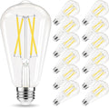 GvvooHome Edison Bulbs 60 watt Equivalent LED, E26 LED Bulb Non-Dimmable, 4000K Daylight White, ST58 Vintage Light Bulbs, 90+ CRI, 6W 600LM, E26 Medium Base, Clear Glass, 12 Pack