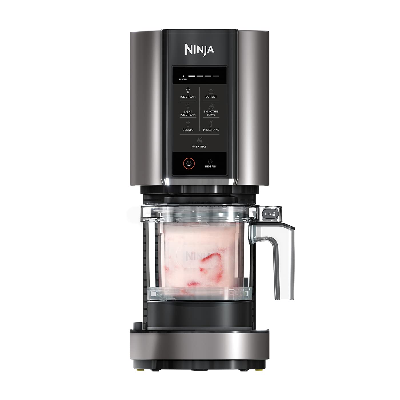 Ninja NC302EU Eismaschine 1,4 L – 7 Programme, Creamify Technologie, 2 Behälter, Schwarz/Silber