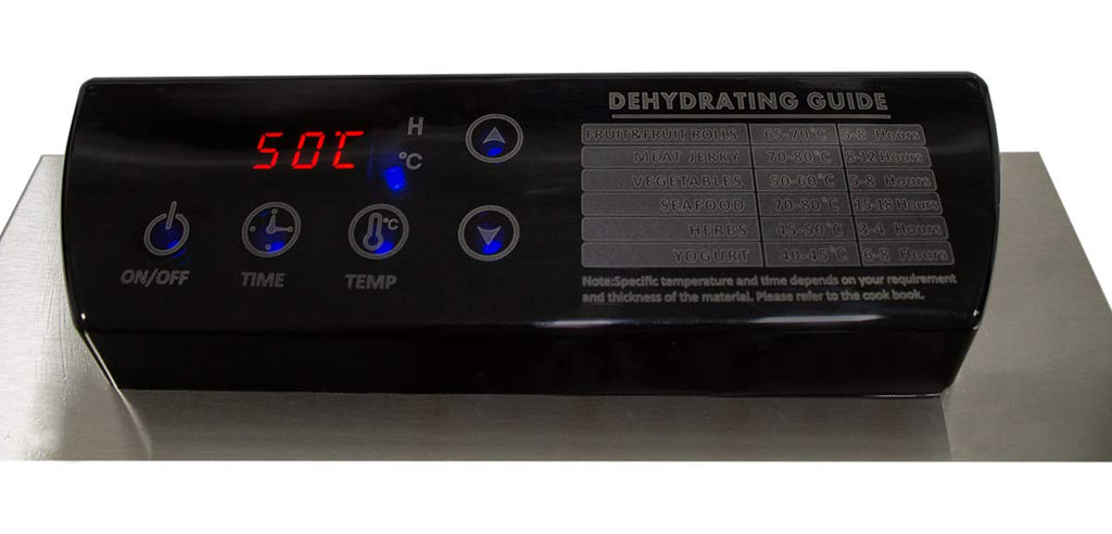 Beeketal 'BDA-15' Dörrautomat aus Edelstahl mit 10 Etagen, Zeitschaltuhr (max. 24h), einstellbarer Temperatur (30-90 °C) und LED Bedienfeld - Profi Gastro Dörrgerät inkl. 10 Einlegegittero