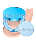 SKINTIFIC Velvet Matte Cushion Foundation Blue #01C Rose Ivory| Full Coverage,12H Oil Control,Ideal for Oily & Combination Skin,Waterproof,Long-Lasting, Lightweight, Hydrating,Transfer-Proof