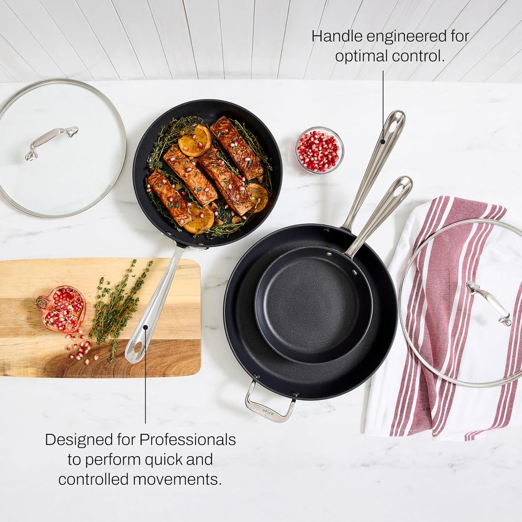 All-Clad HA1 Hard Anodized Non Stick Fry Pan Set 2 Piece, 8, 10 Inch, Induction, Oven Broiler Safe 500F, Pots and Pans Set, Kitchen Frying Pans, Skillets, Premium Cookware, Home, Dishwasher Safe Black