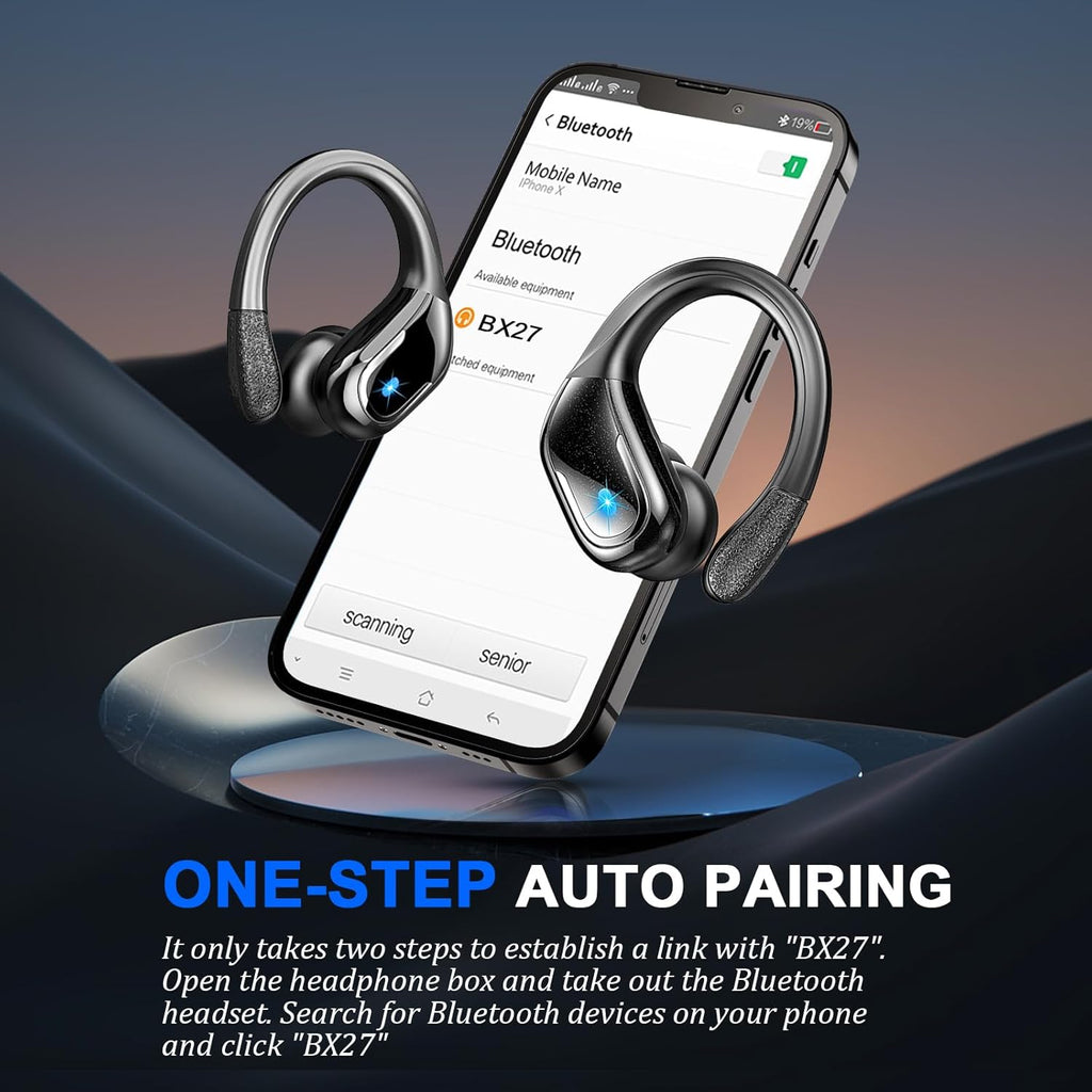 Wireless Earbud, 75Hrs Bluetooth 5.4 Headphones IP7 Waterproof for Sport, Running Wireless Earphones with ENC Noise Cancelling Mics, Deep Bass Over Ear bud with Earhooks for Android, iOS, Workout, Gym