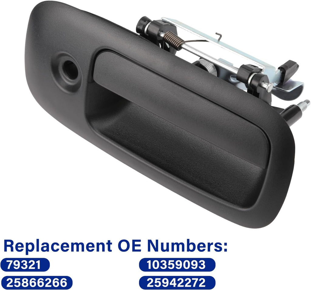 Exterior Door Handle Front Right Passenger Side for 1996-2009 Chevy Express GMC Savana 1500 2500 3500 4500 Van, Replces 79321, Black w/Key Hole