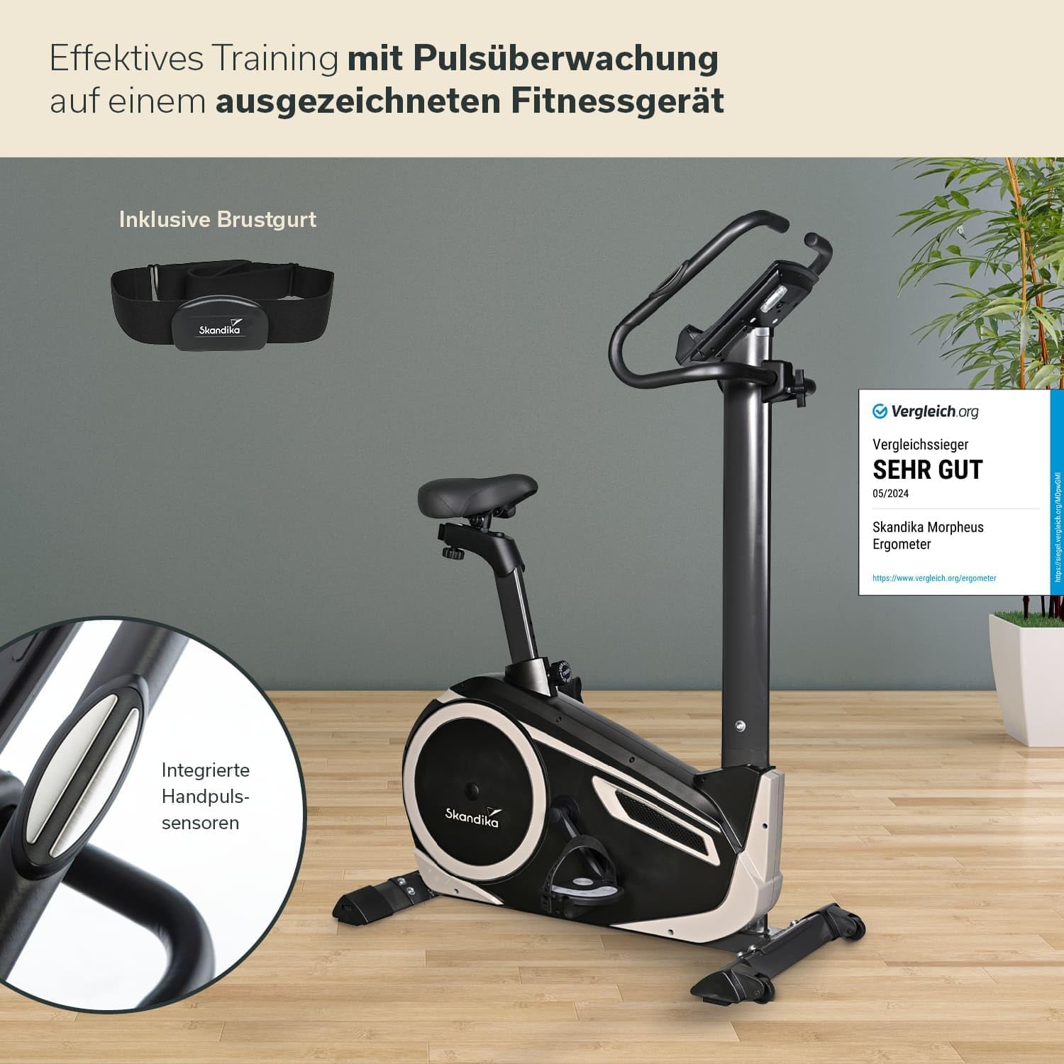 Skandika Morpheus: Ergometer mit App‑Steuerung, Pulsgurt und Tablethalter✨