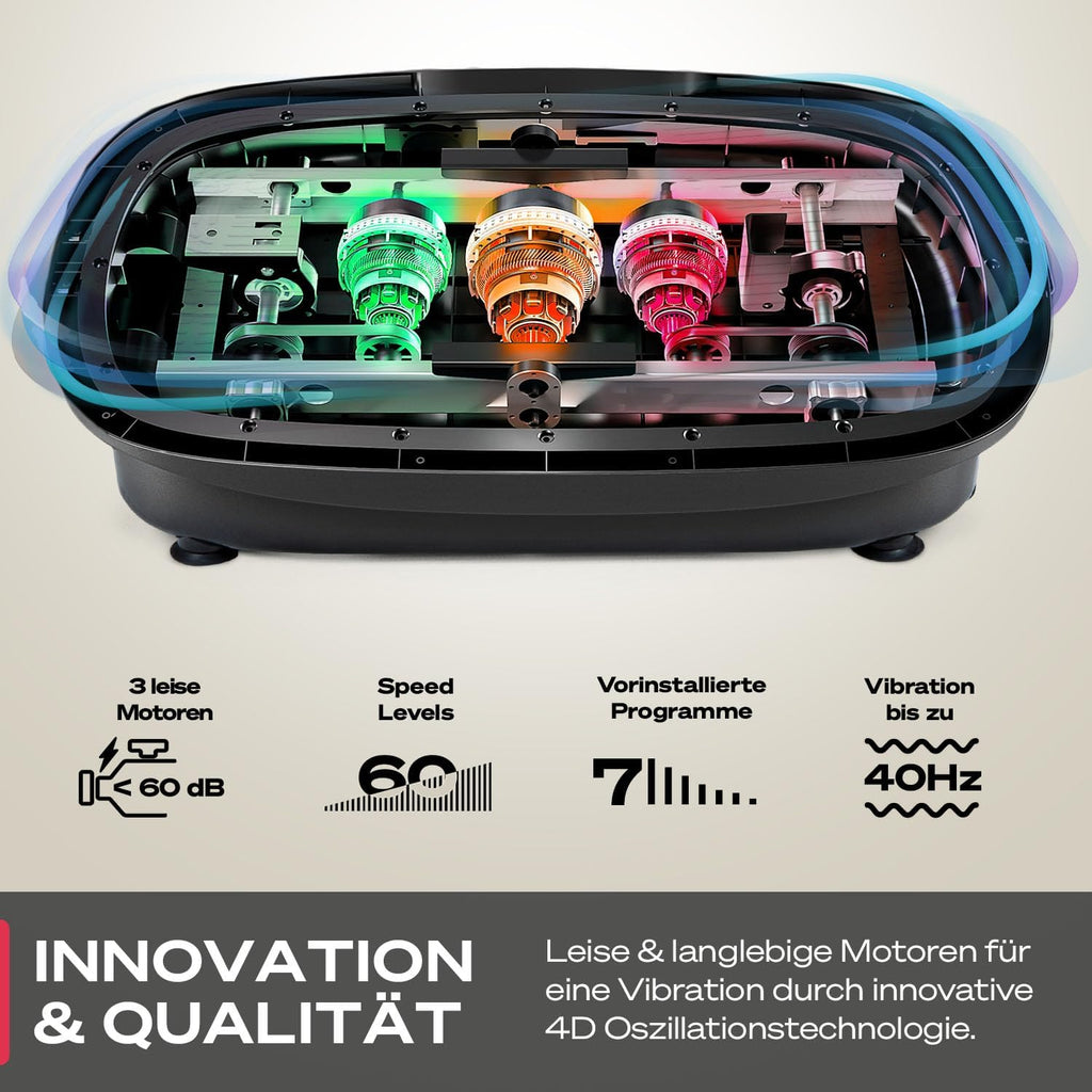 Sportstech 4D Vibrationsplatte: Smart LED, Bluetooth, Fitness & Yoga ✨