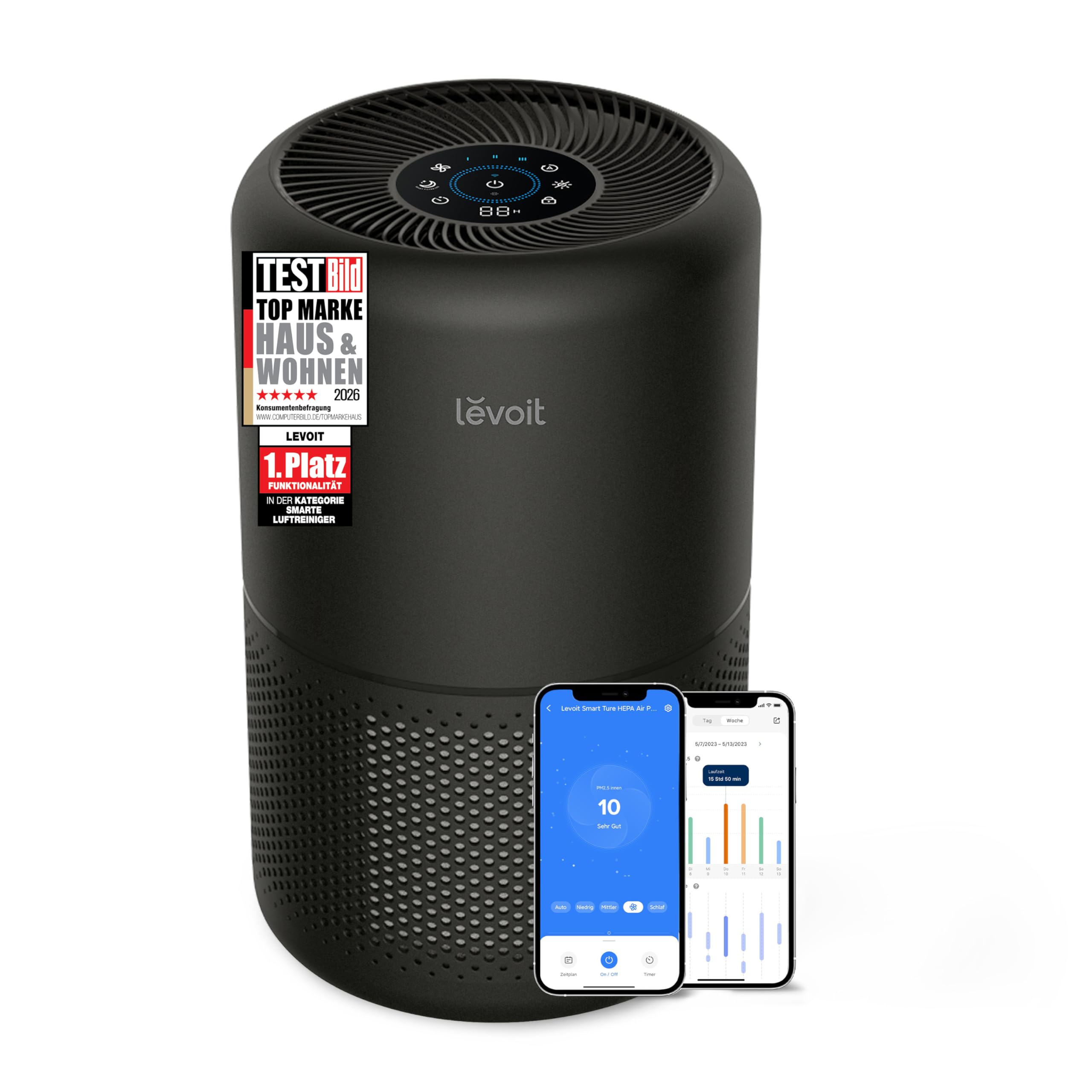 Levoit Core 300S Smart Luftreiniger – HEPA 99,97%, Lasersensor, 20m² in 12min, 22dB, VeSync App, Weiß