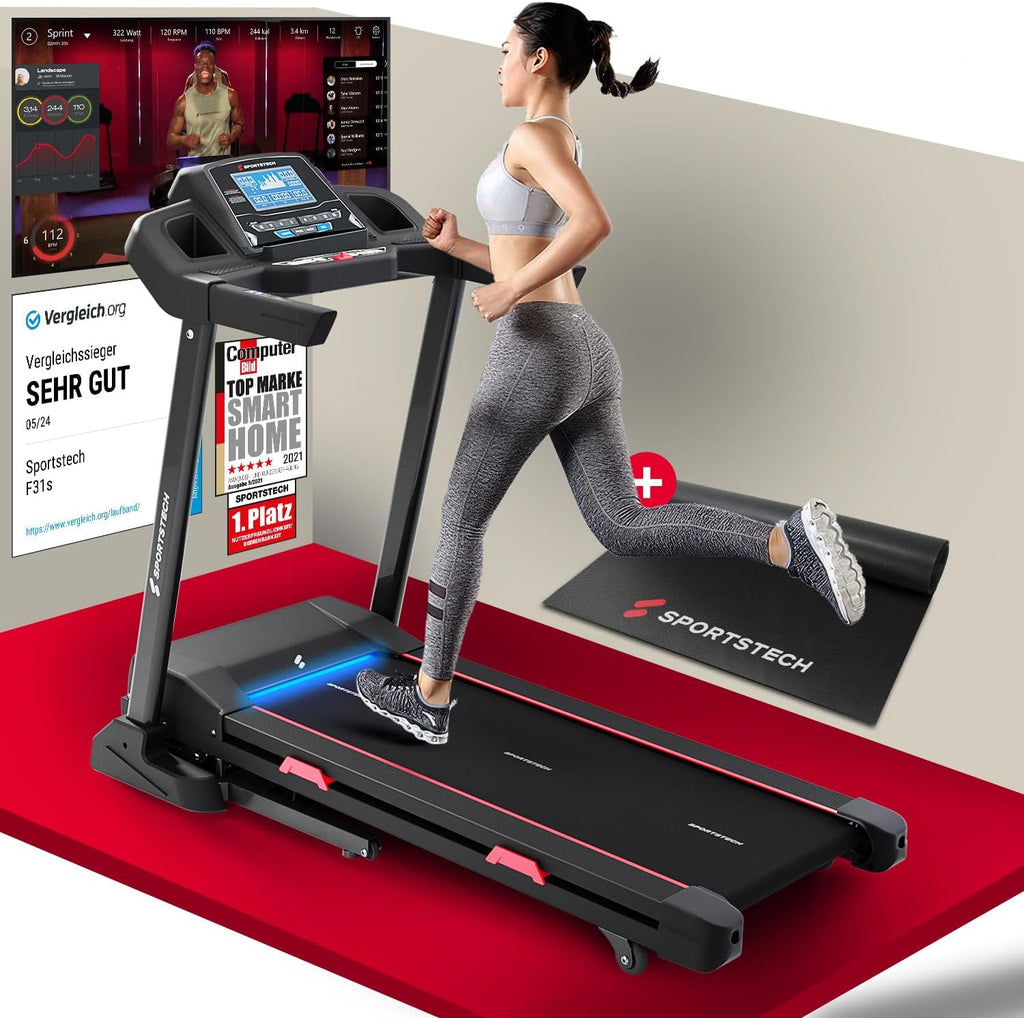 Sportstech F31s: Klappbares Laufband für Zuhause mit App, Bluetooth & LED ✨