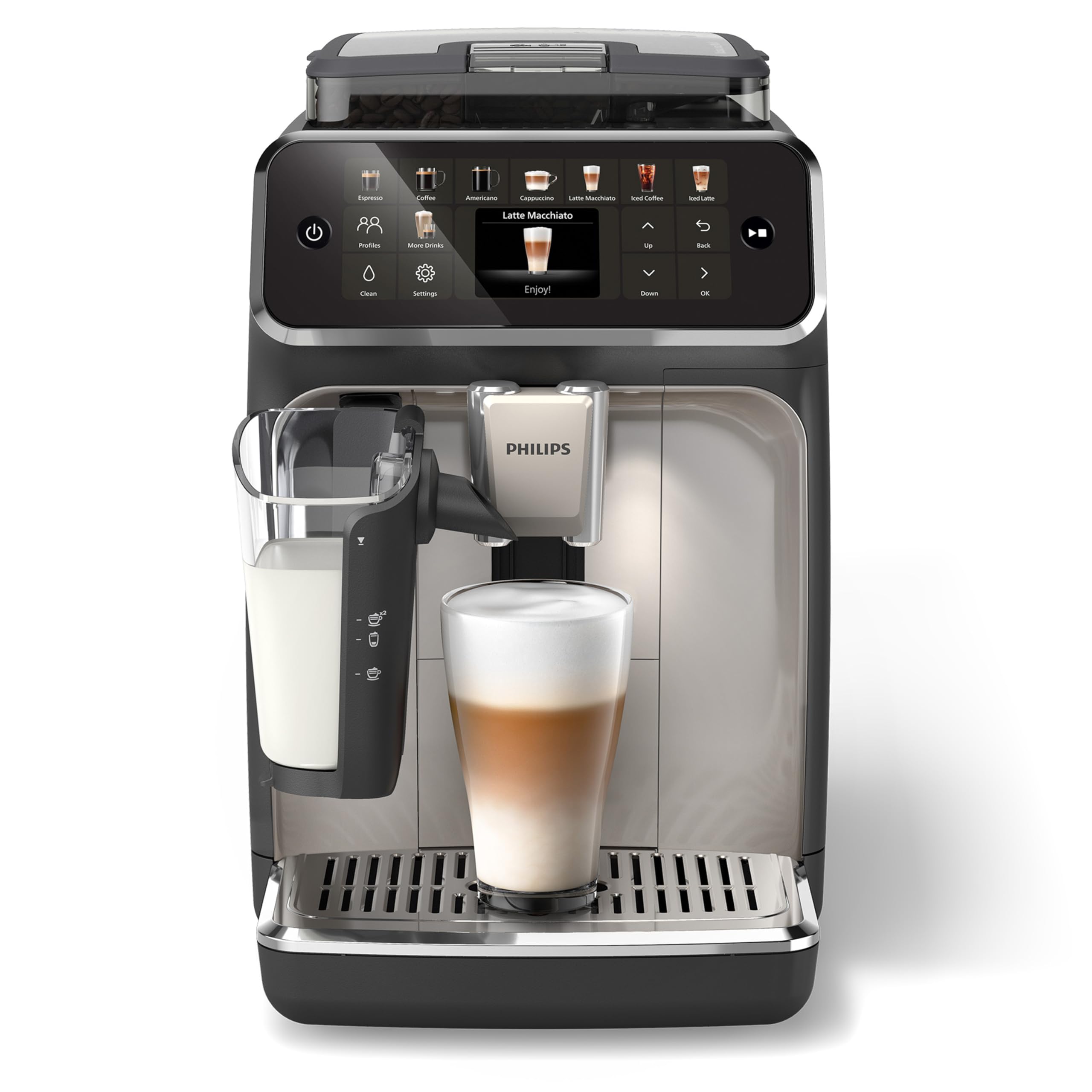 Philips EP5546/70 5500 Series LatteGo Kaffeevollautomat 1,8L – SilentBrew, 20 Getränke, QuickStart, Schwarz/Silber