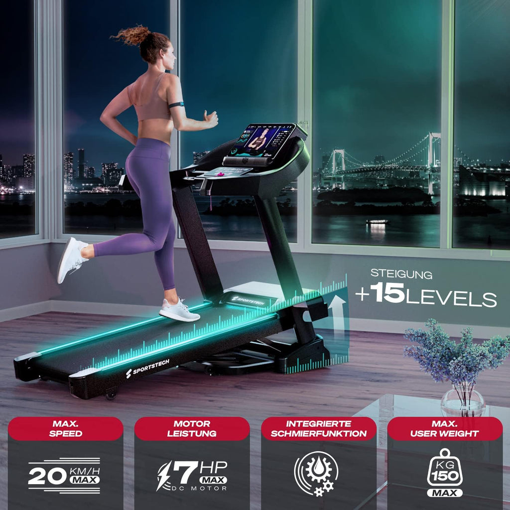 Sportstech F37s: Klappbares Laufband, 7 PS, 20 km/h, Steigung & App✨