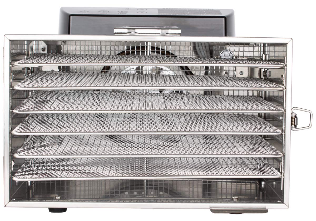 Beeketal 'BDA-15' Dörrautomat aus Edelstahl mit 10 Etagen, Zeitschaltuhr (max. 24h), einstellbarer Temperatur (30-90 °C) und LED Bedienfeld - Profi Gastro Dörrgerät inkl. 10 Einlegegittero