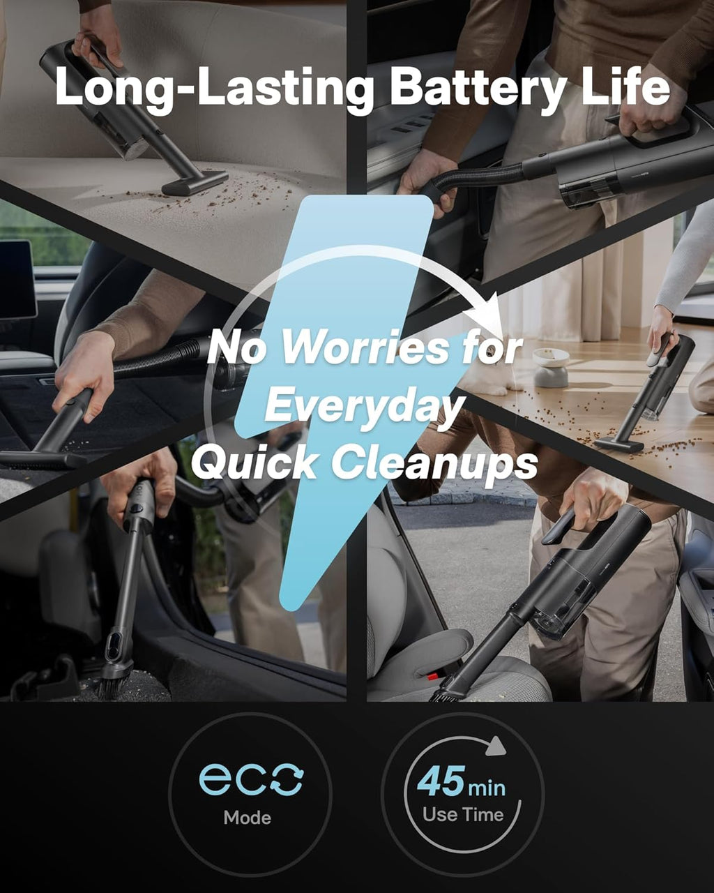 HOTO BlowVac™ Handheld Vacuum Cordless, Car Vacuum Cleaner with 23000Pa High Power, 3 Suction Modes, Electric Compressed Air Duster Blower for Car Interior, Desk, Boat, Home, Outdoor