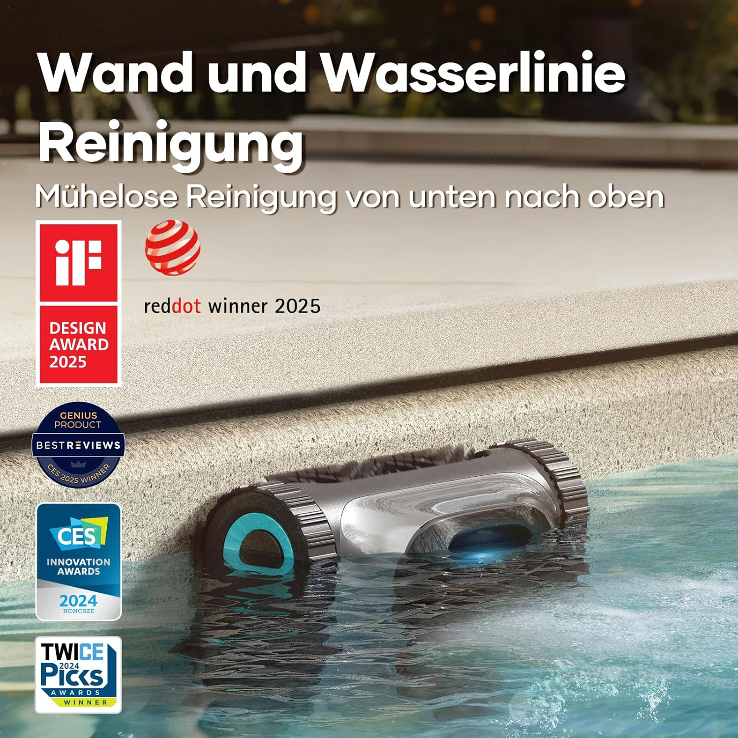 AIPER Scuba S1 Kabelloser Poolroboter, Boden & Wand, Navigation 2.0, 150 Min Laufzeit, bis 150㎡