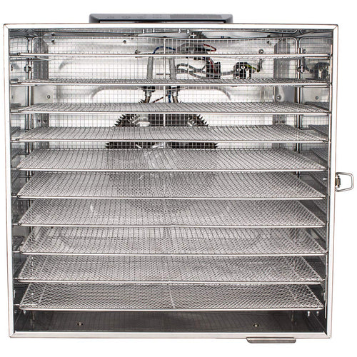 Beeketal 'BDA-15' Dörrautomat aus Edelstahl mit 10 Etagen, Zeitschaltuhr (max. 24h), einstellbarer Temperatur (30-90 °C) und LED Bedienfeld - Profi Gastro Dörrgerät inkl. 10 Einlegegittero