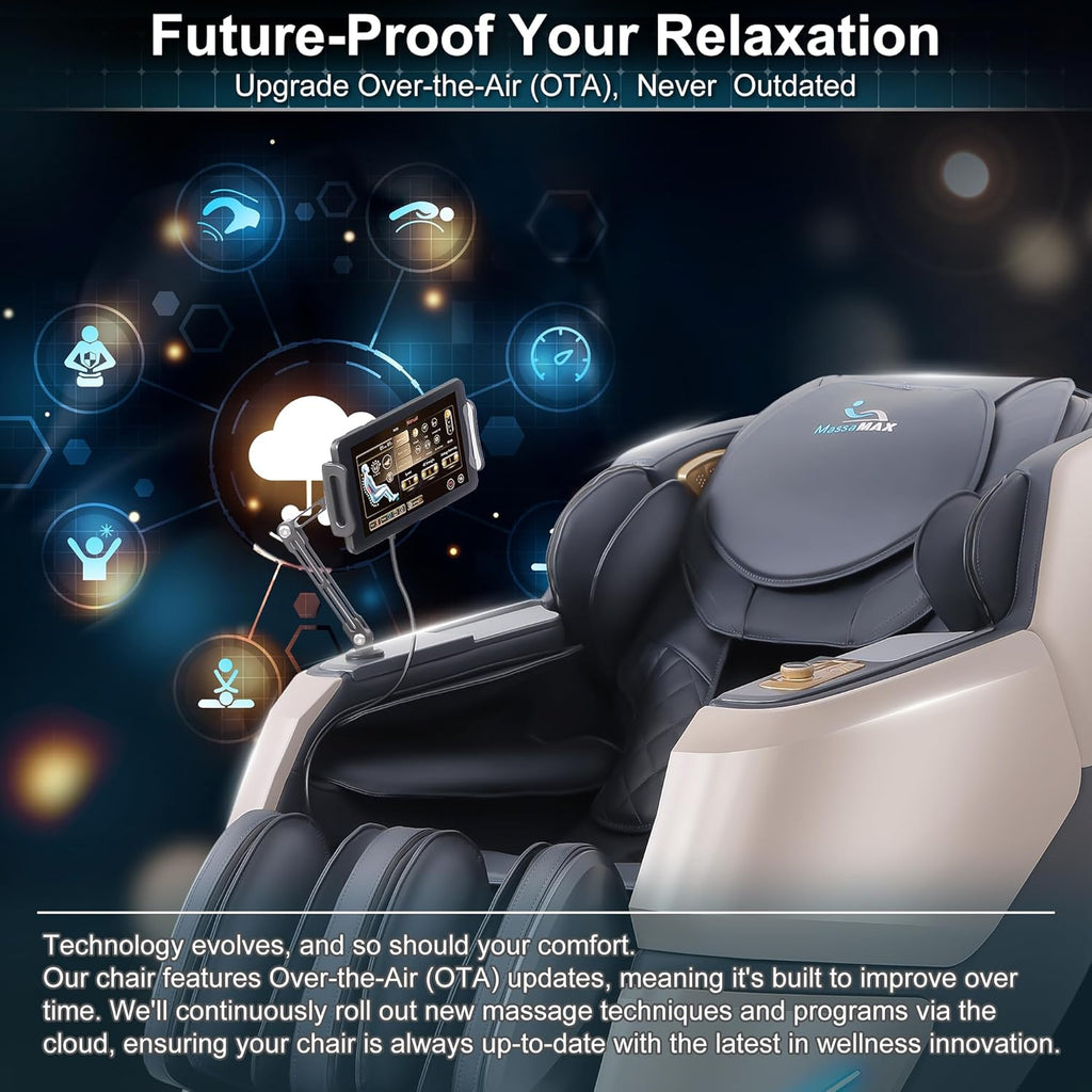 MassaMAX 2026 4D Massage Chair, Full Body Recliner with OTA Cloud Tech, Deep Yoga Stretch, 27 Auto Modes, 55" SL Track, APP & AI Voice Control, Auto Footrest, Zero Gravity, and Heating for Relaxation