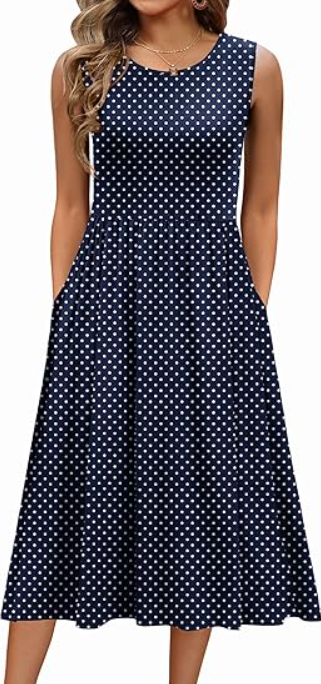 Women's Summer Tank Midi Dress with Pockets Floral Sleeveless A-Line Casual Loose T-Shirt Dresses Beach Sundress 2026