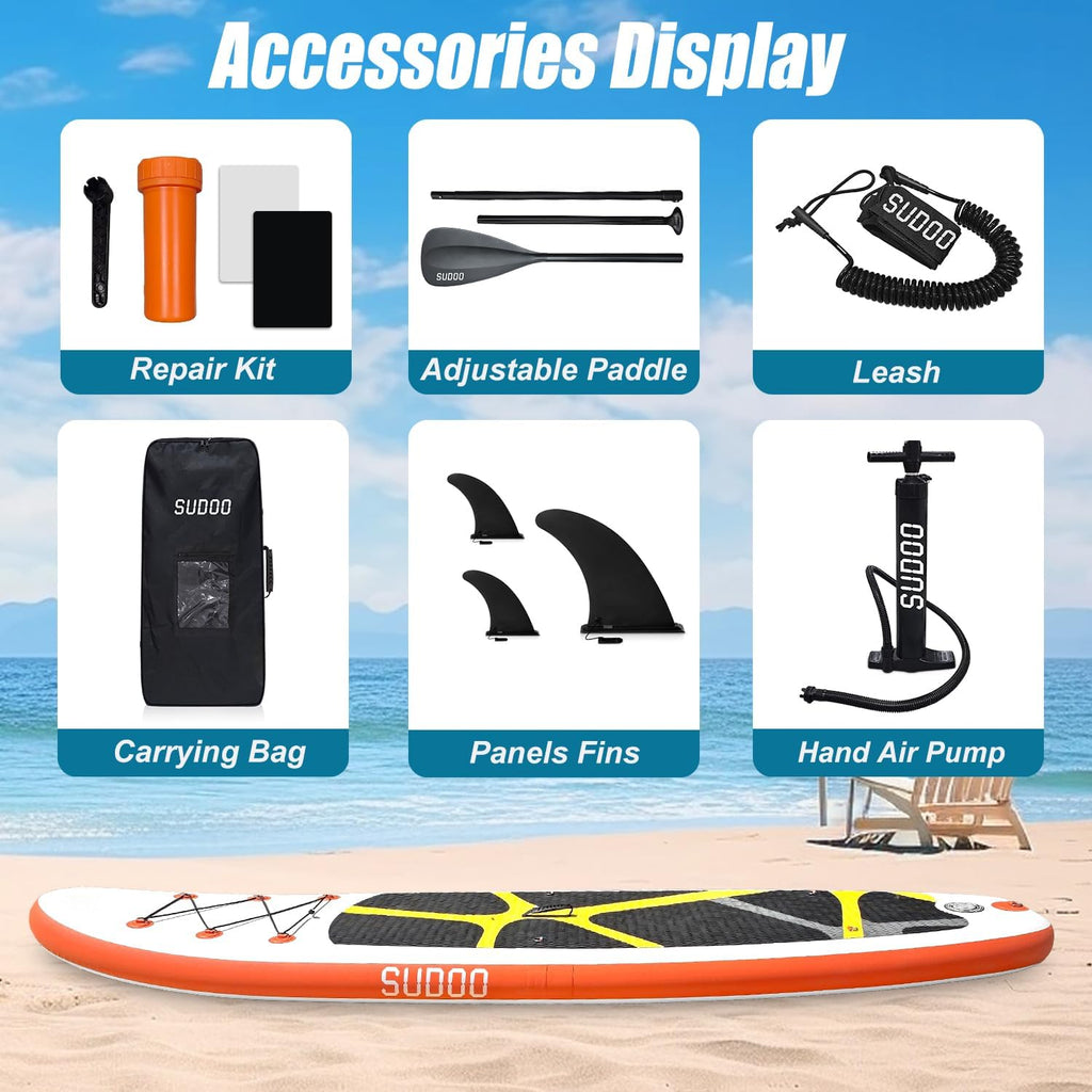 Inflatable Stand Up Paddle Board 10'x30'', Ultra-Light SUP Board with Backpack, Pump, Paddle, Coil Leash, 3 Fins, Repair Kit, Stable SUP with Non-Slip EVA Deck for Adults & Youth