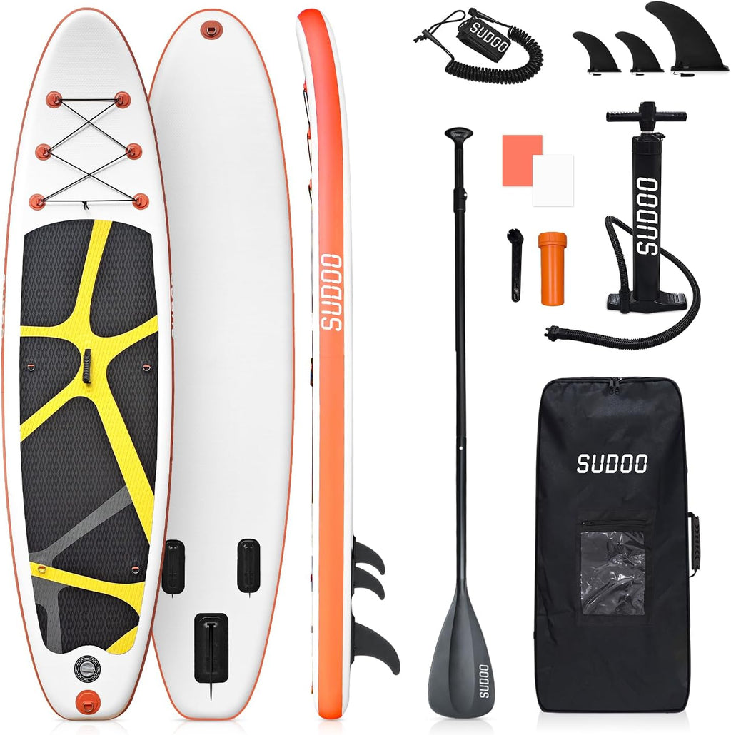 Inflatable Stand Up Paddle Board 10'x30'', Ultra-Light SUP Board with Backpack, Pump, Paddle, Coil Leash, 3 Fins, Repair Kit, Stable SUP with Non-Slip EVA Deck for Adults & Youth