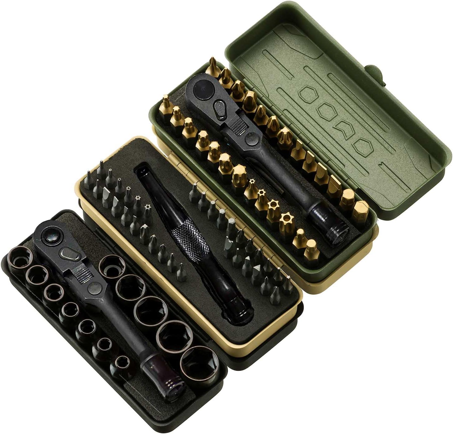 KESI Tool Torx Bit Set 77-Piece, Fully Armed Bits Ratchet Set with 13-Piece 1/4" Dr. Low Profile Sockets, 1/4" Dr 29-piece, and 35-piece Multi Function Bit Set
