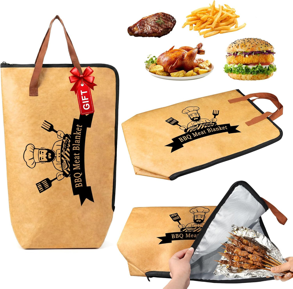 BBQ Blanket for Resting Meat, 5 Layer Meat Blanket with Wide Mouth for Steak/Pork Shoulder/Turkey - Birthday Anniversary BBQ Accessories Grilling Gifts for Men Dad Husband (23inch)