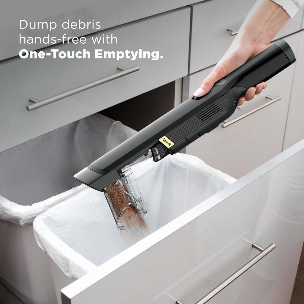 Shark WANDVAC Cordless Hand Vac, Lightweight, Versatile and Portable at 1.4 lbs., Powerful Suction for Pet Hair, Charging Dock, One-Touch Empty for Car & Home, Duster Crevice Tool, Black, WV201BK
