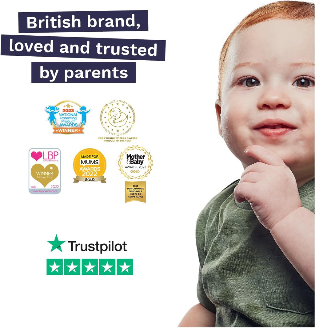 Pura Flushable Toddler Wipes 3 x 60 Wipes (180 Wipes), 100% Plastic Free, 99% Water, Hypoallergenic & Fragrance Free, Totally Chlorine Free, Kids Toilet Wipes, Potty Training