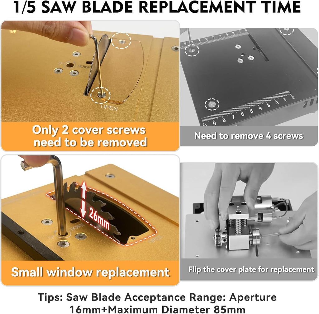 Mini Table Saw for CraftsDual 795 Motors & Switches Max 200W/12,000RPM/26mm Adjustable Height Table Saw with Accessories.Gift for Men and Women's Creating Handmade Gifts,Exploring Hobbies,Models