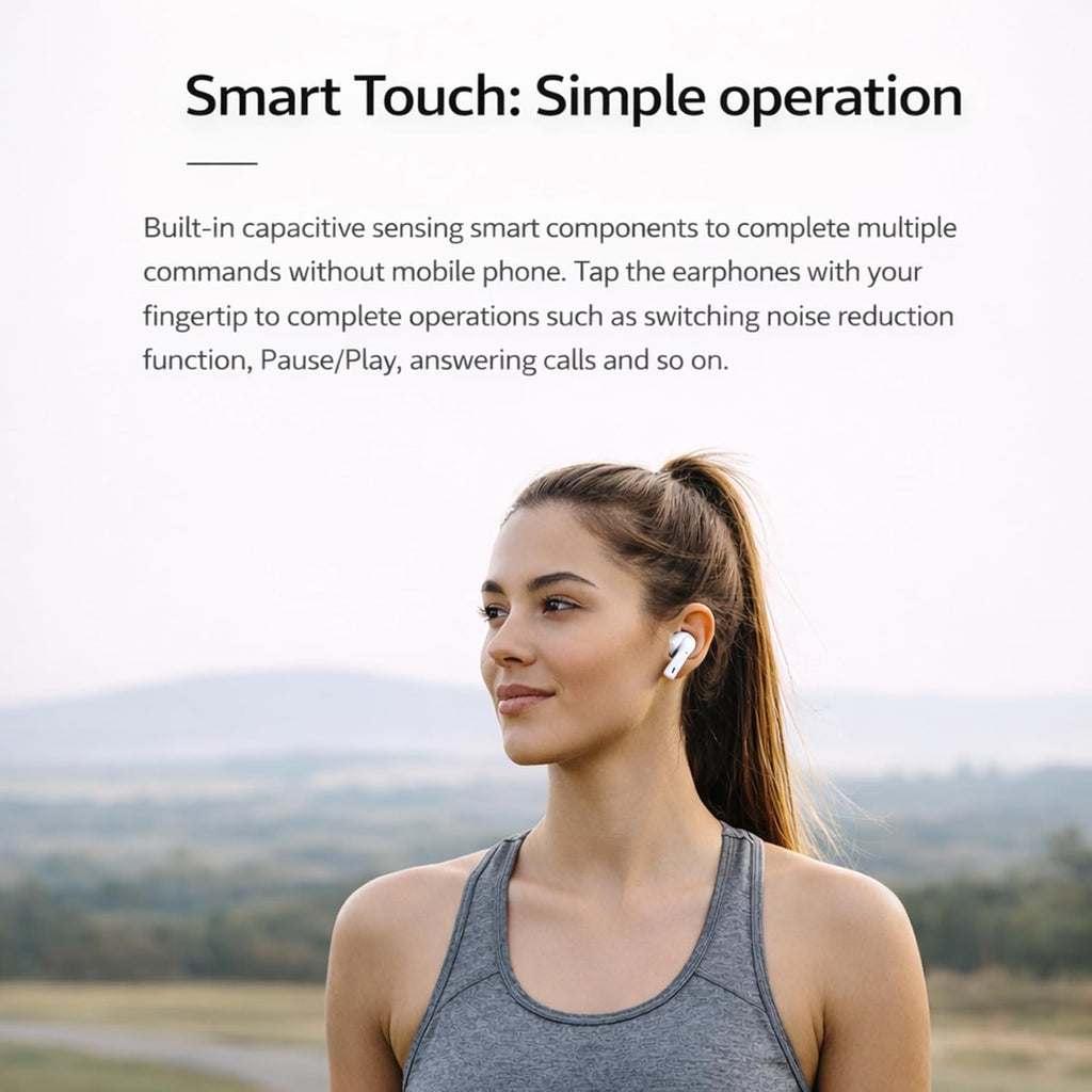 LEVO Wireless Earbuds, Hybrid Active Noise Cancellation, Bluetooth 5.3, Clear Call Microphones, USB-C Charging Case, White – Work from Home