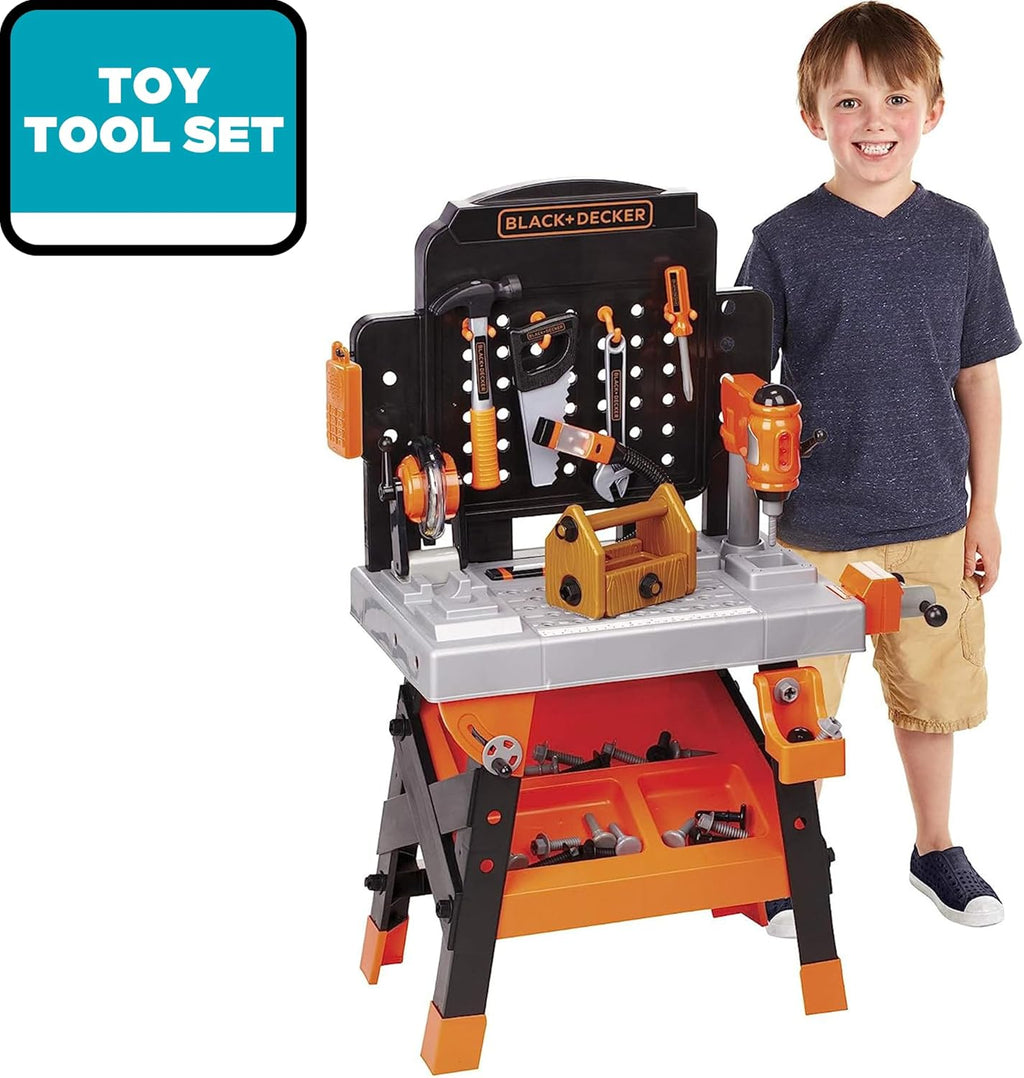 JAKKS Pacific Black+Decker Kids Workbench - Power Tools Workshop - Build Your Own Toy Tool Box – 75 Realistic Toy Tools and Accessories Amazon Exclusive