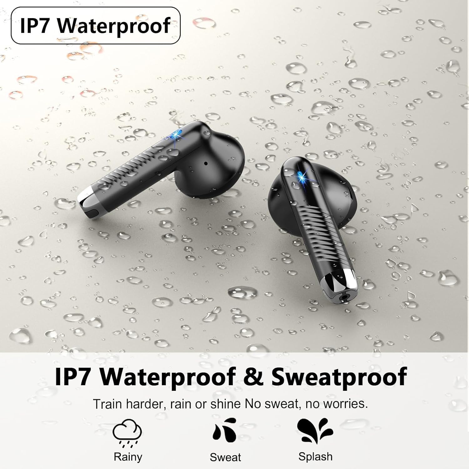 Wireless Earbuds, Bluetooth Headphones V5.4 Stereo Bass Ear Buds with ENC Noise Cancelling Mics,56H Bluetooth Earbuds with LED Display Charging Case, IP7 Waterproof Earphones for Android iOS【Mini】