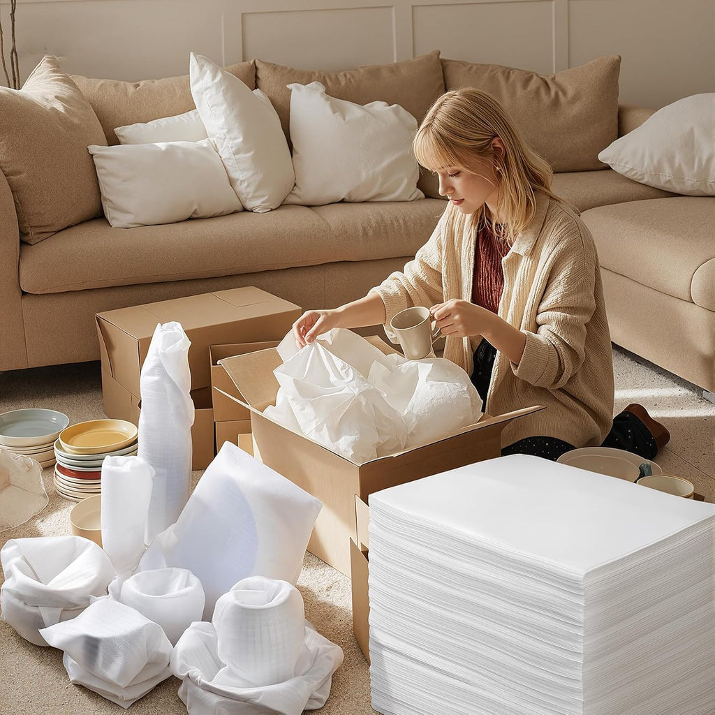200PCS Dish Packing Supplies for Moving, 4 Sizes (16"x12", 12"x12", 12"x7.8", 7.8"x7.8") Cushion Foam Pouches for Moving, Shipping and Storage, Moving Supplies for Fragile Items, Packing Material Kit