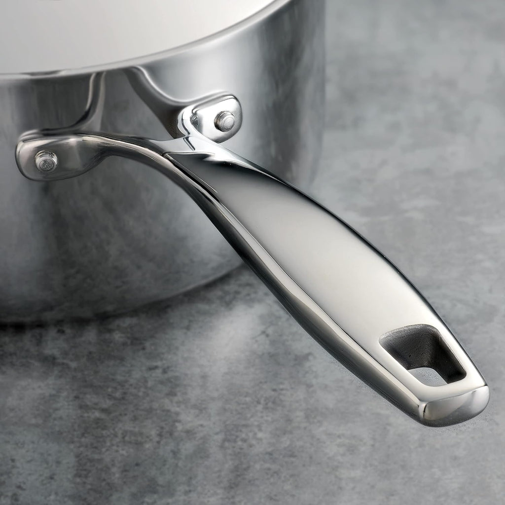 Tramontina Signature Tri-Ply Clad Stainless Steel 4-Quart Sauce Pan with Lid, Induction-Ready, Dishwasher-Safe, NSF-Certified, Made in Brazil