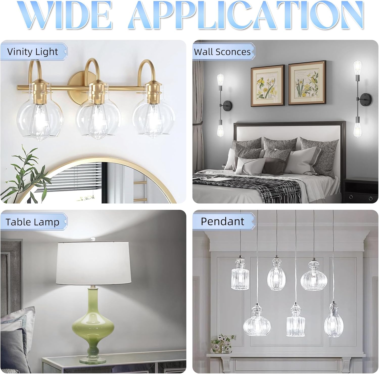 GvvooHome Edison Bulbs 60 watt Equivalent LED, E26 LED Bulb Non-Dimmable, 4000K Daylight White, ST58 Vintage Light Bulbs, 90+ CRI, 6W 600LM, E26 Medium Base, Clear Glass, 12 Pack