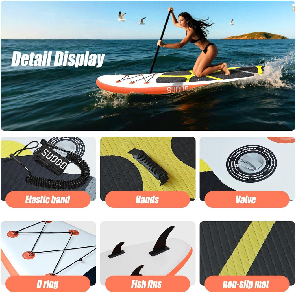 Inflatable Stand Up Paddle Board 10'x30'', Ultra-Light SUP Board with Backpack, Pump, Paddle, Coil Leash, 3 Fins, Repair Kit, Stable SUP with Non-Slip EVA Deck for Adults & Youth